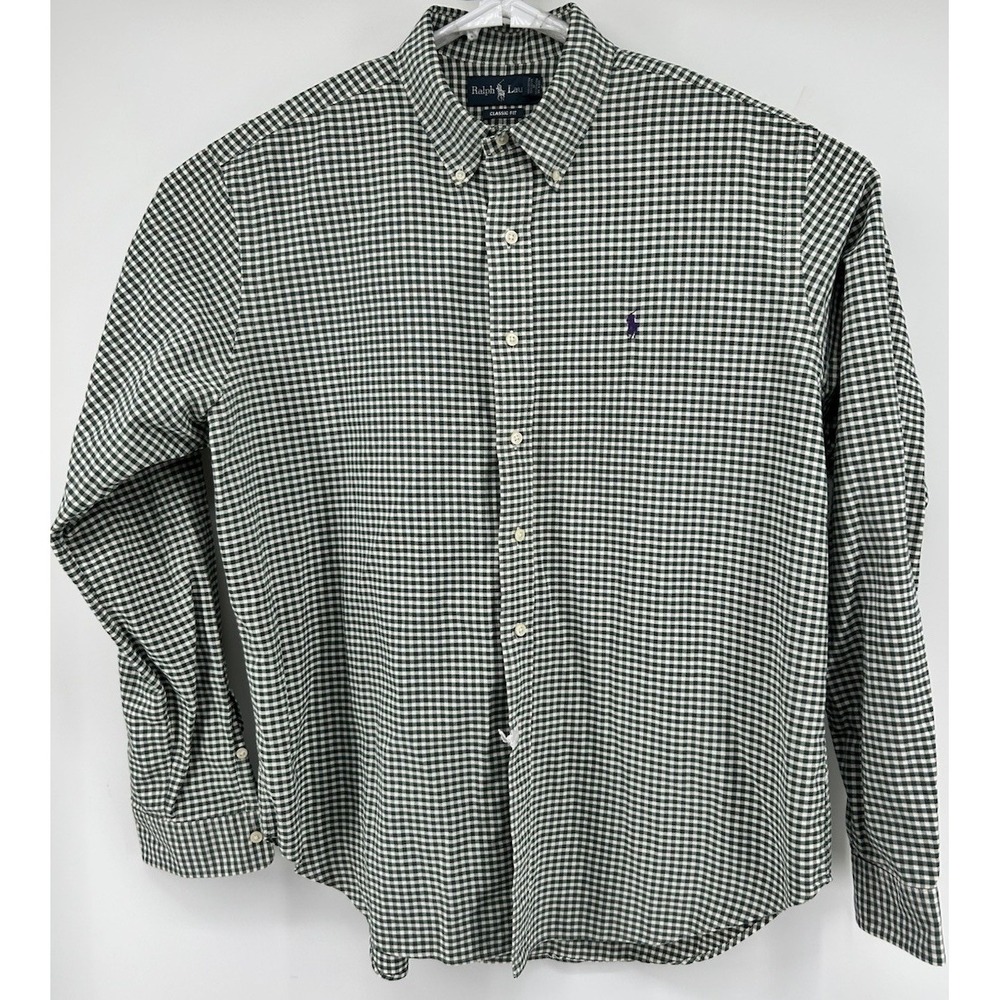 Polo Ralph Lauren Classic Fit Green And White Checkered Button Down Men's XL